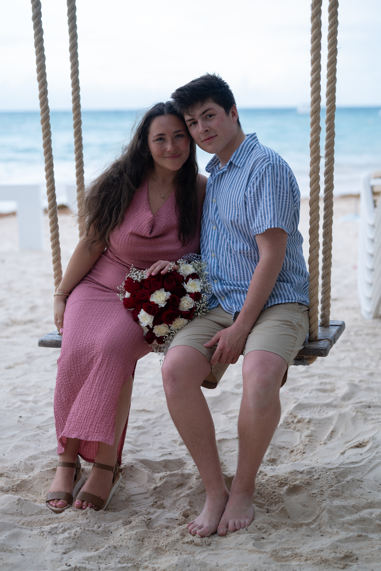 Couple embracing on the beach